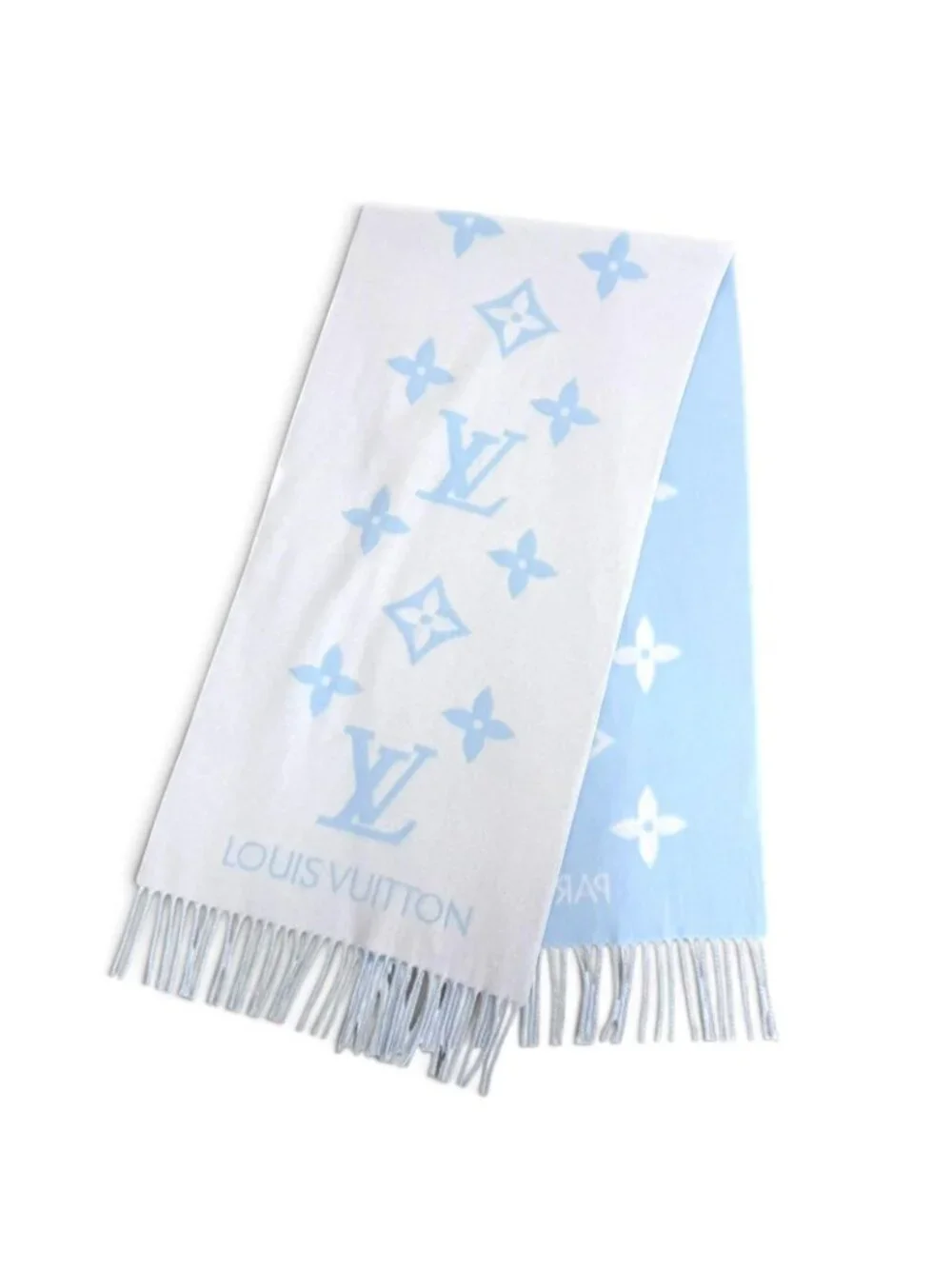 Louis Vuitton Echarpe Reykjavik Cashmere Blue Clair Monogram Fuller